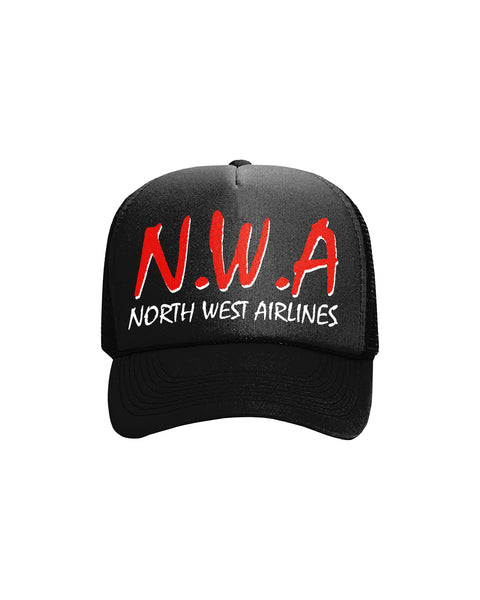 "N.W.A. (North West Airlines)" (Black) Trucker Hat